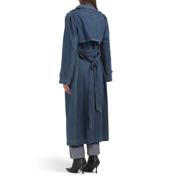 PAIGE Dark Blue Raina Denim Trench Coat - Picture 2 of 2